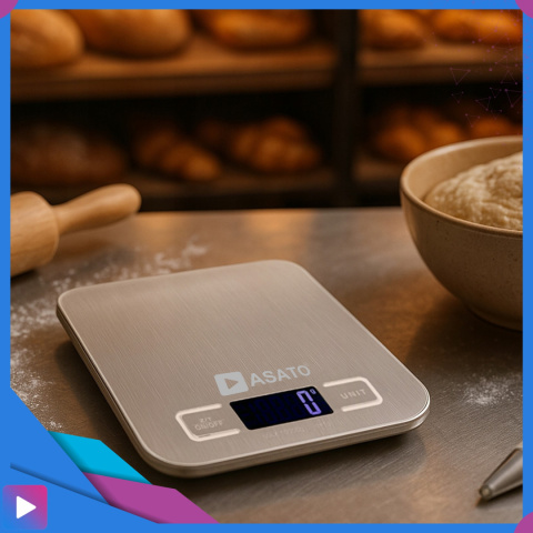 Waga Kuchenna Elektroniczna ASATO® - 10kg/1g Precyzja - Funkcja TARA - Podświetlany LCD