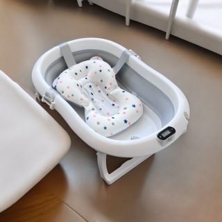 Wanienka POWYSTAWOWA Składana dla Dzieci z Termometrem LCD i Poduszką - 0-6 lat, 45kg - Antypoślizgowa