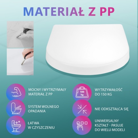 Deska Sedesowa Wolnoopadająca 0041-2 WC Twarda Wypinana Uniwersalna Mocna Klozetowa