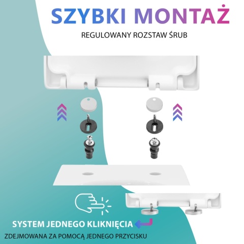 Deska Sedesowa Wolnoopadająca 113 ASATO® Biała Duroplast Antybakteryjna - Uniwersalna 46x36,5cm