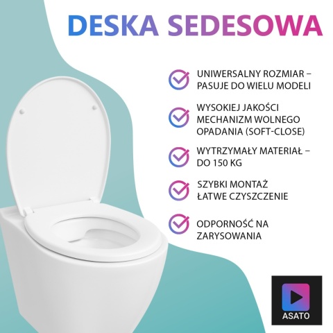 Deska Sedesowa Wolnoopadająca 148 Duroplast Uniwersalna Klapa WC Twarda