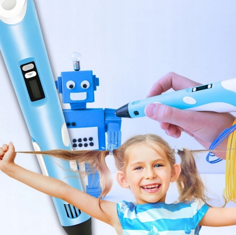 Długopis 3D dla Dzieci + Wkłady Filament 9 metrów Zestaw do Zabawy Drukarka Pen 5.0 Asato