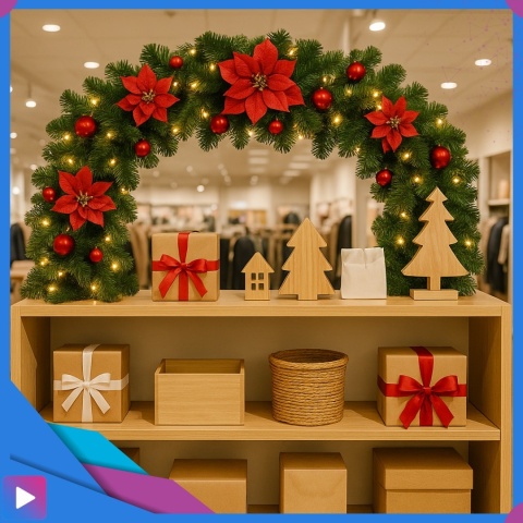 Girlanda Świąteczna Sztuczna z Lampkami LED 270 cm + Bombki Choinkowa Ozdobna Choinkowa Ozdoby