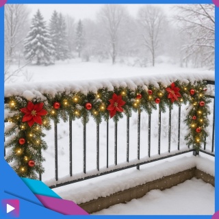 Girlanda Świąteczna Sztuczna z Lampkami LED 270 cm + Bombki Choinkowa Ozdobna Choinkowa Ozdoby