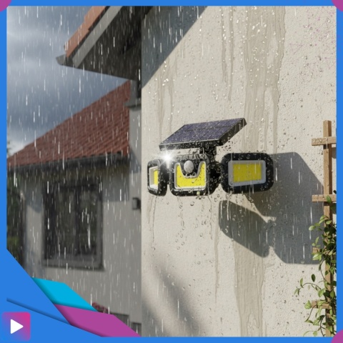 Lampa Solarna 3w1 171 LED Czujnik Ruchu IP44 Panel na Kablu Pilot Zewnętrzna ASATO®