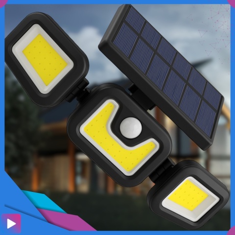 Lampa Solarna 3w1 171 LED Czujnik Ruchu IP44 Panel na Kablu Pilot Zewnętrzna ASATO®