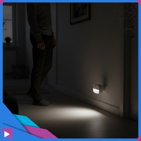 Lampka Nocna LED do Kontaktu z Czujnikiem Ruchu Ciepła Barwa Regulacja Jasności ASATO®