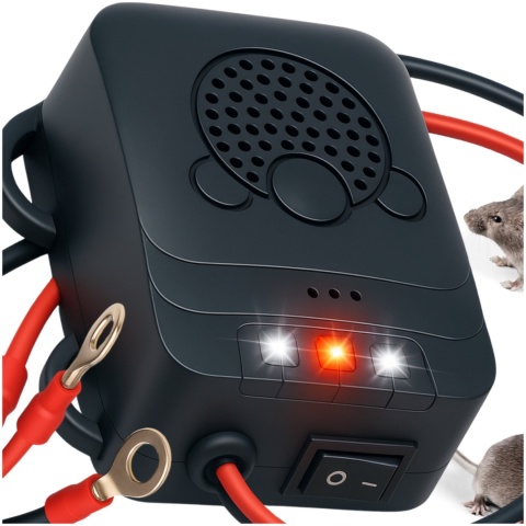 Samochodowy Odstraszacz Gryzoni Kuny Ultradźwiękowy Auto Buzzer LED z Błyskiem 12V ASATO®