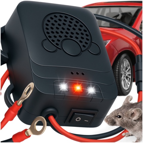 Samochodowy Odstraszacz Gryzoni Kuny Ultradźwiękowy Auto Buzzer LED z Błyskiem 12V ASATO®
