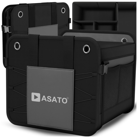 Organizer do Bagażnika Samochodu PREMIUM Składany XL Antypoślizgowy Wzmocniony z Klapą ASATO®