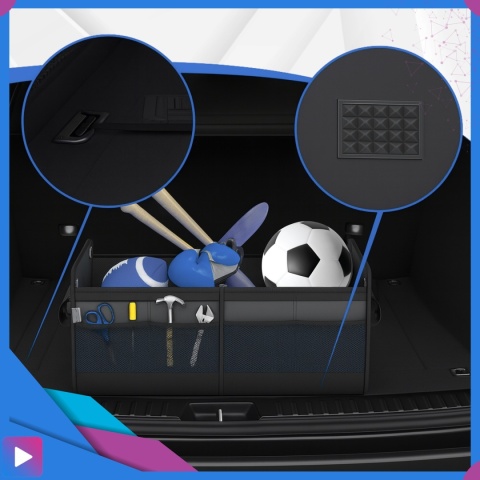 Organizer do Bagażnika Samochodu PREMIUM Składany XL Antypoślizgowy Wzmocniony z Klapą ASATO®