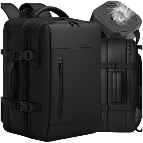 Plecak Próżniowy do Samolotu z Pompką Bagaż Podręczny Ryanair Wizzair Kompresja Podróżny Zamek TSA Wodoodporny 45x30x20cm ASATO®