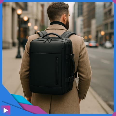 Plecak Próżniowy do Samolotu z Pompką Bagaż Podręczny Ryanair Wizzair Kompresja Podróżny Zamek TSA Wodoodporny 45x30x20cm ASATO®