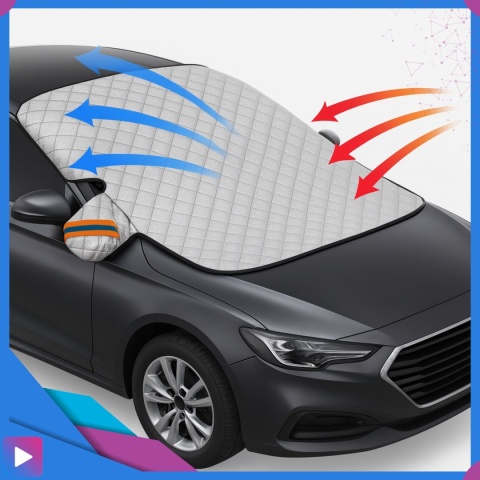 Mata Antyszronowa na Szybę z Osłonami Lusterek Magnesy Osłona Mata Całoroczna Zima/Lato ASATO®