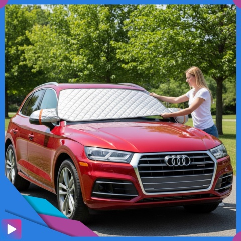 Mata Antyszronowa na Szybę z Osłonami Lusterek Magnesy Osłona Mata Całoroczna Zima/Lato ASATO®