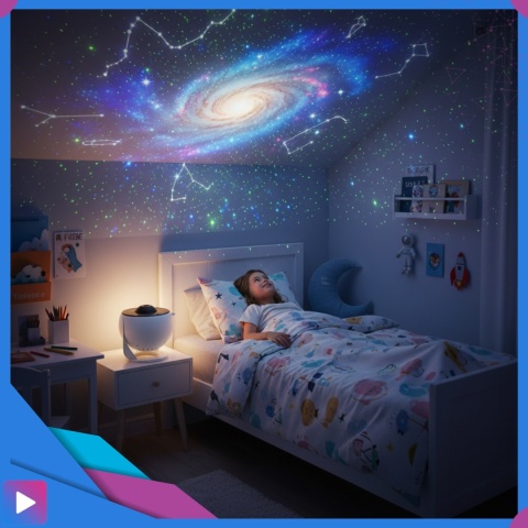 Projektor Gwiazd Planetarium LED 12w1 Lampka Nocna Obrót 360° dla Dzieci i Dorosłych ASATO®
