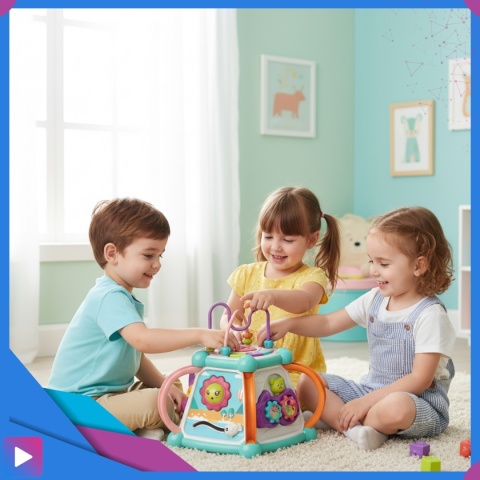 Multikostka Interaktywna 7w1 dla Dzieci Edukacyjna Muzyczna LED Sorter Pianinko ASATO®