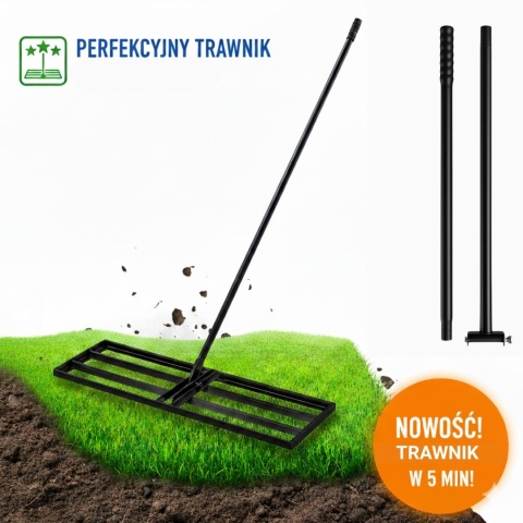 Ręczny Niwelator Terenu Trawnika 90cm Stalowy Do Równania Piaskowania Ogrodowy ASATO®