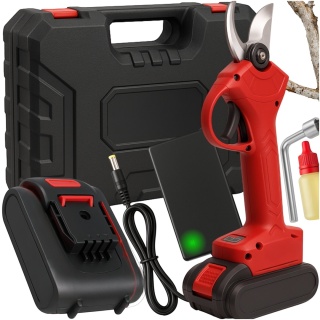 Sekator Akumulatorowy Elektryczne Nożyce do Gałęzi Bezszczotkowy Ogrodowy 120W 21V 2x Akumulator Walizka i Akcesoria ASATO®