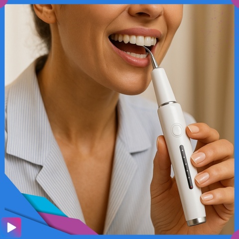 Skaler Ultradźwiękowy do Zębów Domowy 4 Tryby LED IPX7 Wodoodporny Zestaw 4 Końcówki Narzędzia Dentystyczne ASATO®