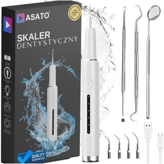 Skaler Ultradźwiękowy do Zębów Domowy 4 Tryby LED IPX7 Wodoodporny Zestaw 4 Końcówki Narzędzia Dentystyczne ASATO®