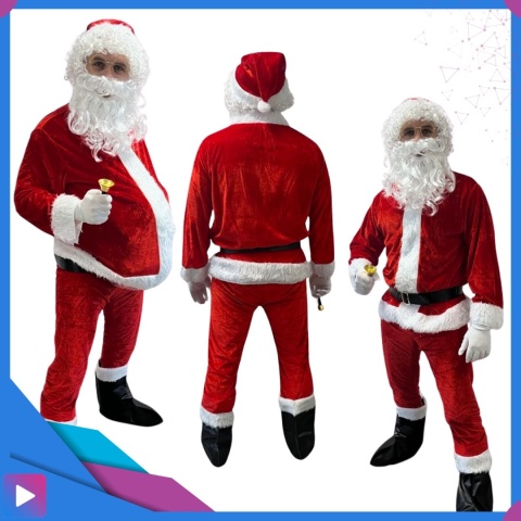 Strój Świętego Św. Mikołaja 14 elementów Santa Claus Premium Gwiazdor
