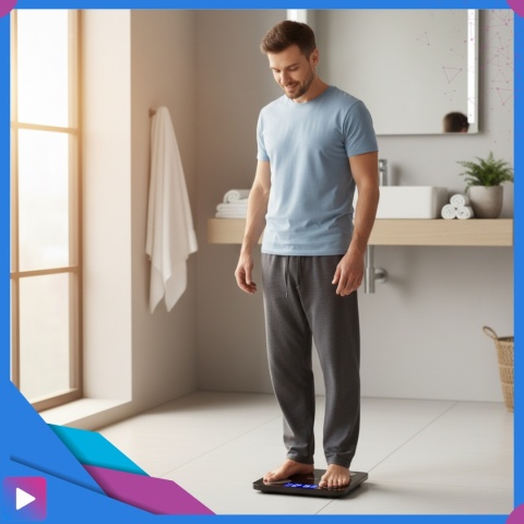 Inteligentna Waga Łazienkowa Elektroniczna Bluetooth Analityczna 32w1 z Aplikacją i Pomiarem Tłuszczu ASATO®