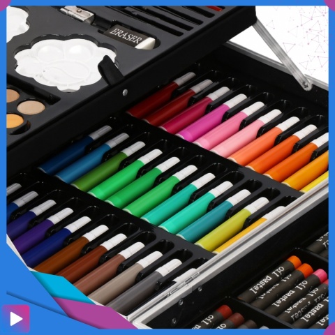 Zestaw Artystyczny w Walizce Dla Dzieci 145 Elementów do Malowania i Rysowania Prezent ASATO®