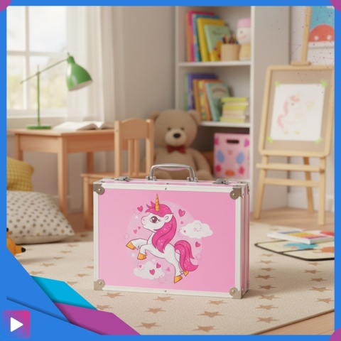 Zestaw Artystyczny w Walizce Dla Dzieci 145 Elementów do Malowania i Rysowania Prezent ASATO®