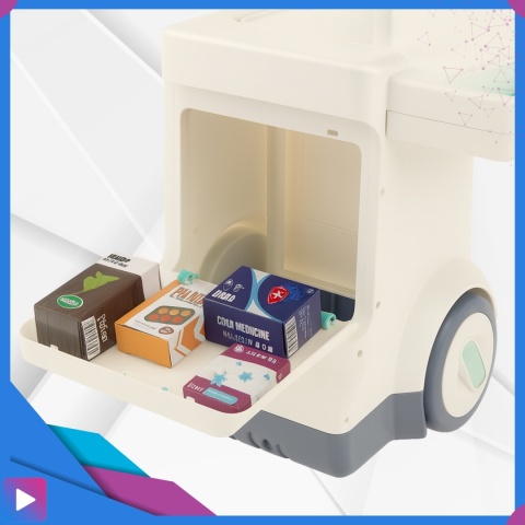 Zestaw Mały Lekarza dla Dzieci Interaktywny Wózek Medyczny 26 Elementów Światło Dźwięk Edukacyjny ASATO®