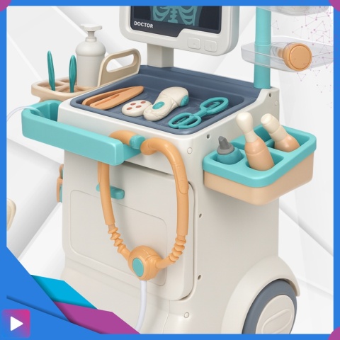 Zestaw Mały Lekarza dla Dzieci Interaktywny Wózek Medyczny 26 Elementów Światło Dźwięk Edukacyjny ASATO®