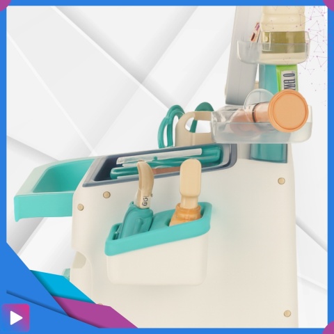 Zestaw Mały Lekarza dla Dzieci Interaktywny Wózek Medyczny 26 Elementów Światło Dźwięk Edukacyjny ASATO®