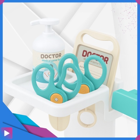 Zestaw Mały Lekarza dla Dzieci Interaktywny Wózek Medyczny 26 Elementów Światło Dźwięk Edukacyjny ASATO®