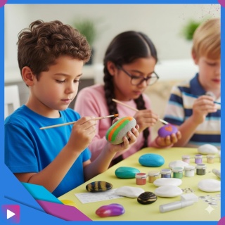 Zestaw do Malowania Kamieni Świecących w Ciemności z Farbkami i Ozdobami Kreatywny Prezent Dla Dzieci ASATO®