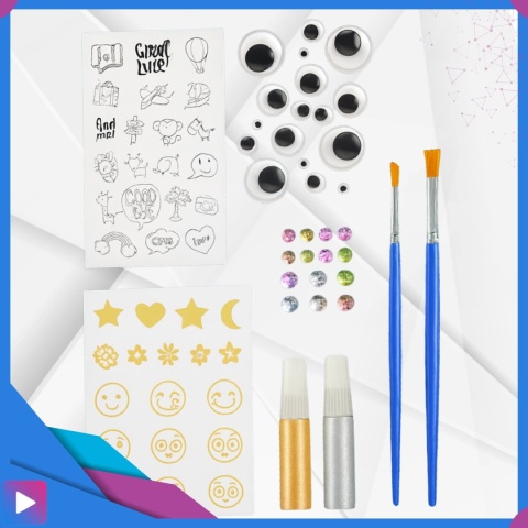 Zestaw do Malowania Kamieni Świecących w Ciemności z Farbkami i Ozdobami Kreatywny Prezent Dla Dzieci ASATO®