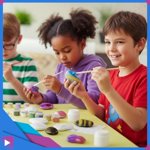 Zestaw do Malowania Kamieni Świecących w Ciemności z Farbkami i Ozdobami Kreatywny Prezent Dla Dzieci ASATO®