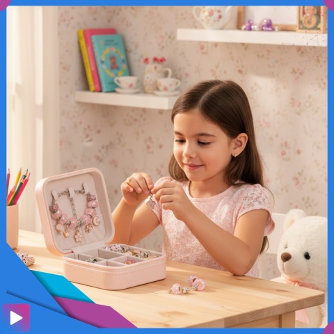 Zestaw do Robienia Bransoletek Naszyjników Biżuterii Dla Dziewczynek z Charmsami Etui 66 Elementów Prezent ASATO®