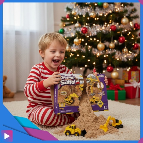 Piasek Kinetyczny Plac Budowy Zestaw 750 g Koparka Dźwigi Dla Dzieci ASATO®