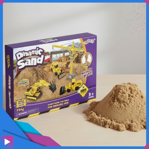 Piasek Kinetyczny Plac Budowy Zestaw 750 g Koparka Dźwigi Dla Dzieci ASATO®