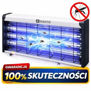 Duża Lampa Owadobójcza UV 20W ASATO® — Komary, Muchy, Ćmy, Meszki | Zasięg 200 m² | Do Wnętrz i Ogrodu | Bez Chemii