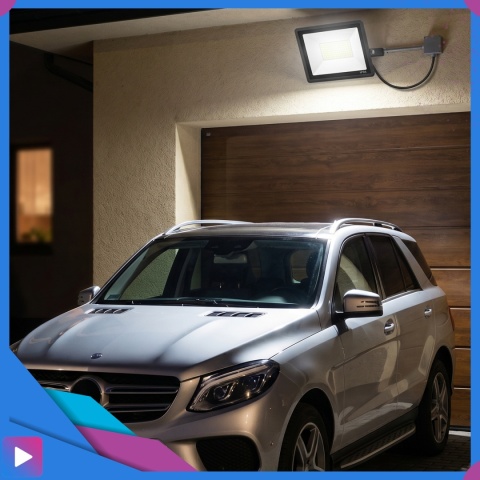 Halogen Naświetlacz LED 100W IP66 4000K ASATO® Zewnętrzny Lampa Robocza Na Elewację Garaż Warsztat