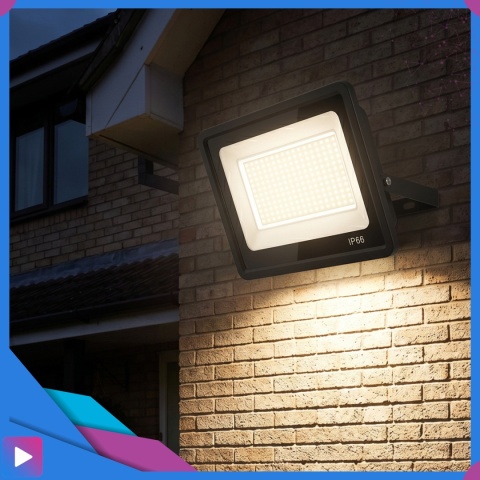 Halogen Naświetlacz LED 100W IP66 4000K ASATO® Zewnętrzny Lampa Robocza Na Elewację Garaż Warsztat