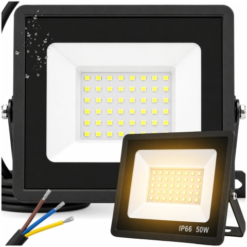 Halogen Naświetlacz LED 50W 4000K IP66 ASATO® Zewnętrzny Lampa Robocza Na Elewację Garaż Warsztat