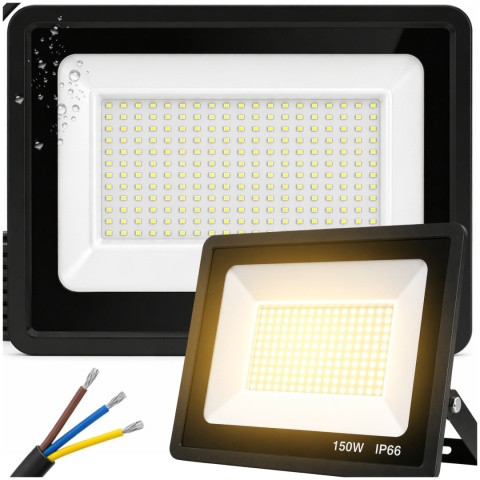 Halogen Naświetlacz LED 150W 6500K IP66 ASATO® Zewnętrzny Lampa Robocza Na Elewację Garaż Warsztat