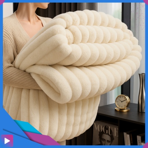 Koc 210x220 cm Gruby Puszysty Tłoczony 3D Miękki Ciepły Narzuta Elegancki ASATO®