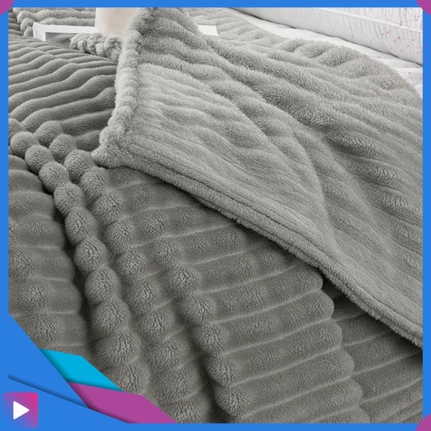 Koc 210x220 cm Gruby Puszysty Tłoczony 3D Miękki Ciepły Narzuta Elegancki ASATO®