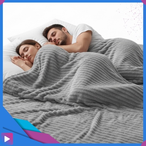 Koc 210x220 cm Gruby Puszysty Tłoczony 3D Miękki Ciepły Narzuta Elegancki ASATO®