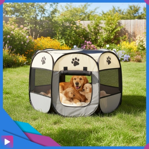 Duży Kojec Składany dla Psa Legowisko Klatka Mobilny ASATO®