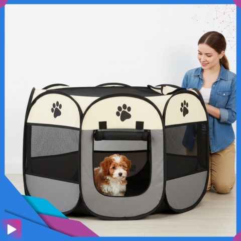 Duży Kojec Składany dla Psa Legowisko Klatka Mobilny ASATO®