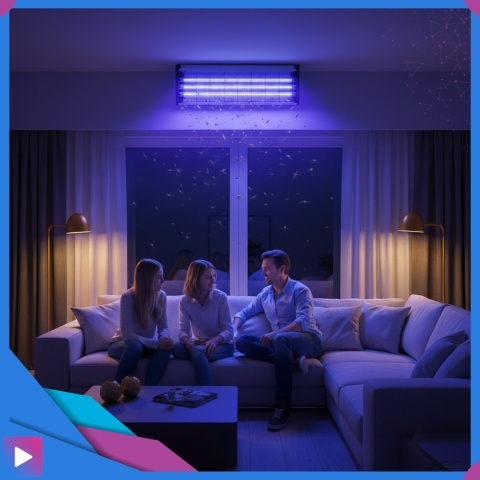 Lampa Owadobójcza UV 10W Na Komary Muchy Ćmy Owady Zasięg 110m² Do Wnętrz i Ogrodu ASATO®